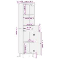 Bathroom Cabinet Black 38 x 33 x 160 cm Solid Mango Wood