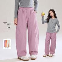 Girls' 100% Cotton Casual Wide-Leg Pants 130