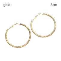 Women Silver Gold Round Circle Drop Earrings Dangle Jewelry Ear Stud Crystal Hoop Earrings 3CM