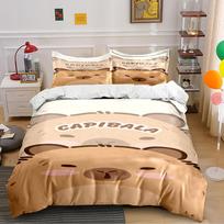 Cute Capybara Print Bedding Set Brown Bedding set (1 duvet cover, 2 pillowcases, duvet not included) 135x200cm