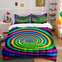 Rainbow Spiral Pattern Bedding Set Bedding set (1 duvet cover, 2 pillowcases, duvet not included) 135x200cm