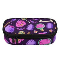 Pencil Pouch Casual Large Capacity 300D Polyester Zip Around Closure with Mesh Pocket Removable Divider and Pen Slots for Students One Size