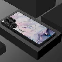 Thin Ring Magnetic Phone Case For Samsung Galaxy S26 Ultra S25 FE S24 S23 S22 Plus S21 FE Watercolor Marble Pattern Hybrid TPU+PC Matte Cover Samsung S23