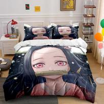 Anime Girl Bedding Set with Stars Theme Bedding set (1 duvet cover, 2 pillowcases, duvet not included) 135x200cm