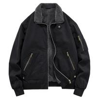 Autumn and Winter Jacket Men's Fleece Thickened Trendy Versatile Casual Windproof Warm Retro Pilot Jacket M