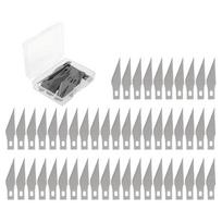 100pcs Knife Blades DIY Wood Carving Fruit Food Scalpel Craft Sculpture Precision Cutting Tool Metal Engraving Blades Storage