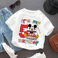 Mickey Mouse Child Birthday Clothes Girl Boy Number T Shirt Cartoon Print Kids Tee Baby Top Summer Infant Cute Short Sleeve Gift 110