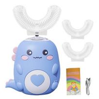 Kids U-Shaped Ultrasonic Electric Toothbrush IPX7 Waterproof Silicone Brush Heads with 2 Automatic Cartoon Dinosaur S rožinė