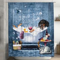Funny Sausage Dog Dachshund Shower Curta for Bathroom, Cartoon Dogs Bath Curta with Cute Animals Waterproof Machine Wash (as the picture,90X180CM)