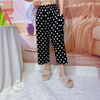 Women's Elastic Waist Capri Pants Straight Leg Lounge Pants Vintage Printed Cotton Casual Trousers XL