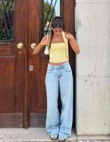 Women's Low Waist Wide Leg Jeans Straight Fit Multi Color Denim Pants Spring American Street Style Floor-Length Commuter Casual Trousers S