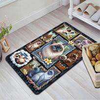Cat Portraits Pattern Rug Floor Mat for Living Room or Bedroom Soft and Comfortable Carpet a Gift for Birthday and Holiday. 40x60cm( 15x23in )