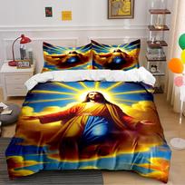 Religious Bedding Set with Jesus Design Bedding set (1 duvet cover, 2 pillowcases, duvet not included) 135x200cm