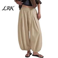 Balloon Legged Pants Women Wide Leg Barrel Pants, Casual High Waisted Solid Color Trousers Trousers, Pleated Baggy Palazzo Lady L