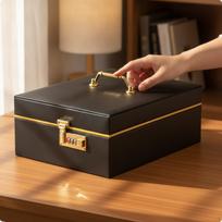 Jewelry Storage Box Lockable with Lock Portable for Commuters, Collectors M