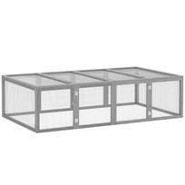 Wooden Rabbit Hutch Cage 6ft with Wire Mesh, Openable Roof, Play Space for Outdoor, Grey 181 x 100 x 48 cm