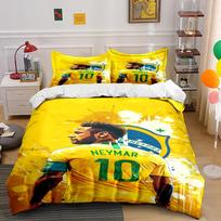 Yellow Football Bedding Set With Neymar Bedding set (1 duvet cover, 2 pillowcases, duvet not included) 135x200cm