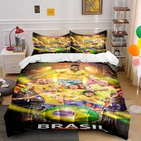 Brazil Football Team Print Bedding Set Bedding set (1 duvet cover, 2 pillowcases, duvet not included) 135x200cm