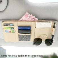 Car Visor Organizer Zippered Pocket Sunglasses Clip Parking Card Holder Universal Fit for All Standard Car Visors A3