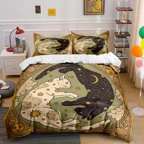 Celestial Yin-Yang Cats Bedding Set Bedding set (1 duvet cover, 2 pillowcases, duvet not included) 135x200cm