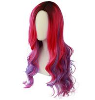 Anime Women Audrey Long Wig Cosplay Descendants 3 Costume Mixed Colors Heat Resistant Synthetic Hair Adult Curly Wigs One Size