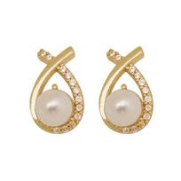 Water Drop Pearl Earrings Internet Celebrity Exquisite Small Fragrance Fashion Luxury Temperament Feminine Geometry Cross Diamond Bead Stud Earrings copper