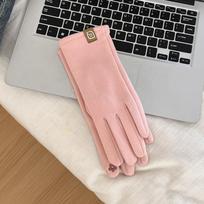 Gloves winter women's new riding driving windproof fleece thickened warm windproof cold five-finger tide One size