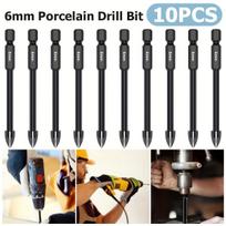 10pcs Tile Porcelain Drill Bit 6mm Alloy Drill Bits Durable Full-grinding Glass Marble Drill Set Electric Screwdriver Bits