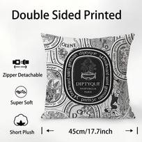 Luxury D-Diptyques Pillow Case Plush Fabric Soft Double Sided Print Sofa Cushion Cover Throw Pillow Covers 16x16Inch