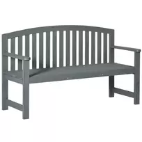Dviejų vietų medinis sodo suolas, atsparus oro sąlygoms, lauko baldai su atlošais, atlaiko 240 kg, 143 x 51 x 85 cm, pilkos spalvos