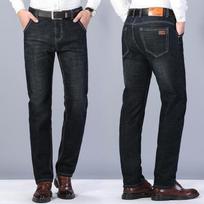 Winter Fleece-Lined Denim Trousers for Men New Style Loose Straight-Leg Autumn/Winter Thickened Warmth Cotton-Lined with Fleece Men's Long Trousers 28