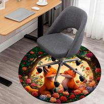 1PC Foxes Roses Office Round Area Rug, Under Office Chairs Bedroom Living Room Home Decor,Carpet for Office, -1110209 80cm by 80cm