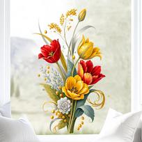 Elegant Tulip Floral Static Cling Window Sticker Removable Reusable Living Room Bedroom Study Room Home Decor Art 29x45cm
