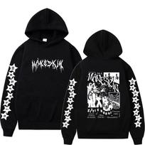 Fashion Streetwear Sportwear Italian Rock Band Maneskin Double Sided graphic print Men  Autumn fleece hoodie Loose S
