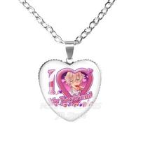 14 Days With You Anime Ren Kawaii Glass Cabochon Heart Shaped 25MM Pendant Necklace Charm Accessories Jewelry Gift