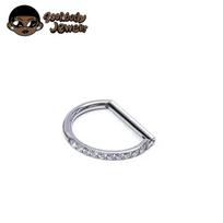 ASTM F136 Titanium Nose Ring Piercing 8/10/12mm Nose Ring D Shape Segment Clicke Cartilage Tragus Helix Industrial Piercing Body 16G 1.2x8mm