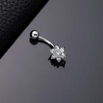 Double Head Round Barbell Four Claw Set Cubic Zirconia Belly Button Ring Surgical Steel Body Piercing Jewelry X622 Style 31 One Size