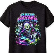 Rave Reaper Unisex TShirt DJ EDM Skeleton Neon Gothic Graphic Tee S5XL S