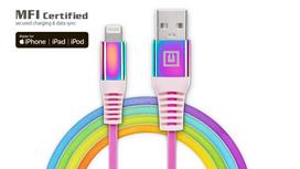 Laidas REAL-EL MFI USB A - Lightning Rainbow 1m, vaivorykštės spalvos