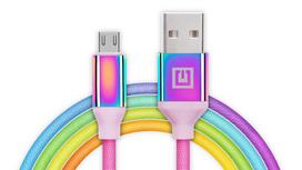 Laidas REAL-EL Premium USB A – Micro USB Rainbow 1m, vaivorykštės spalvos