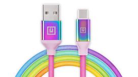 Laidas REAL-EL Premium USB A - Type C Rainbow 1m, vaivorykštės spalvos