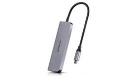 Adapteris C tipo REAL-EL CQ-700, pilkas, su keliais prievadais