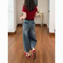Women's High Rise Wide Leg Jeans Loose Korean Style Vintage Washed Cropped Straight Leg Capri Denim Pants 2026 Spring Plus Size Casual Trousers