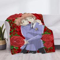 Ouran High School Host Club Anime Plaid Throw Blanket Soft Luxury Microfiber Cover for Sofa or Knee Size: 75*100cm, Weight: 230 GSM