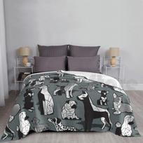 Geometric Sweet Wet Noses / / Green Grey Background Black And White Dogs Blanket Fashion Custom Dog Size: 75*100cm, Weight: 230 GSM