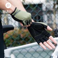 ROCKBROS Cycling Gloves Half Finger Summer Men Women Road Mountain Bike Short Finger Gloves Sports Bicycle Equipment, Black Green, L
