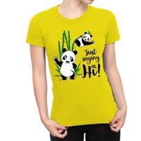 1Tee Womens Just Saying Hi Panda T-Shirt S