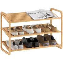 Bamboo Shelf, Shoe Rack, Hallway Shelf, 3-Tier Design, 30 kg Load Capacity, Wood 76 x 33 x 50.8 cm