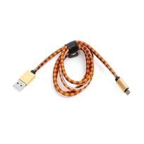 Platinet Mamba Micro Usb To Usb Leather Checked Cable Cable 2.4A 1M Orange [43325]
