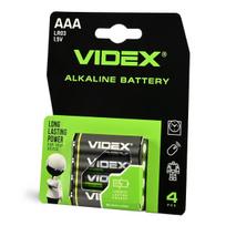 4 pcs. Powerful Alkaline Batteries Set Videx AAA LR03 1.5V 1200 mAh